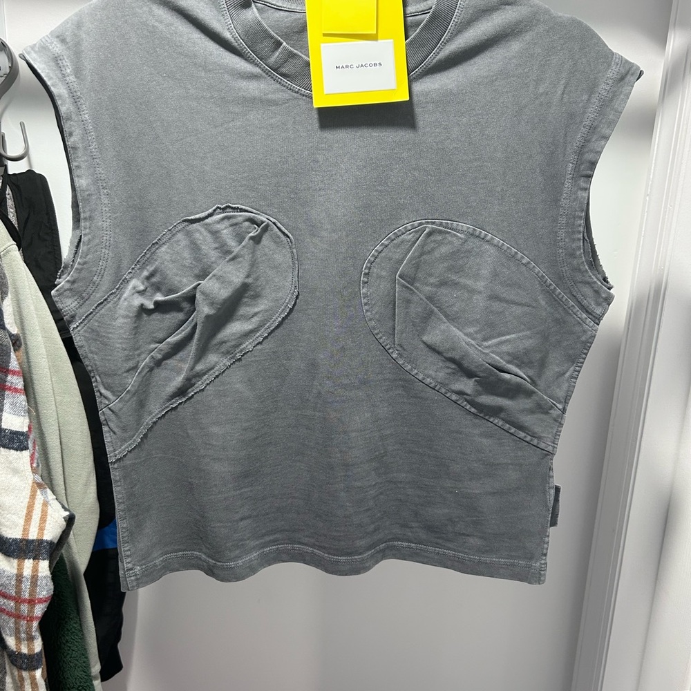 Marc Jacobs Gray Ribbed Collar Shirt